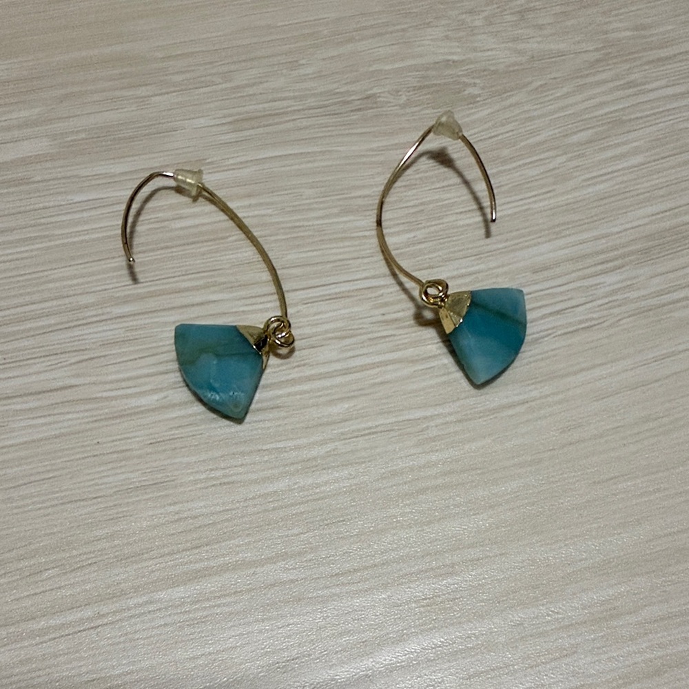 3/$10 Boho Turquoise Stone Gold Dangle Earrings - Picture 2 of 5